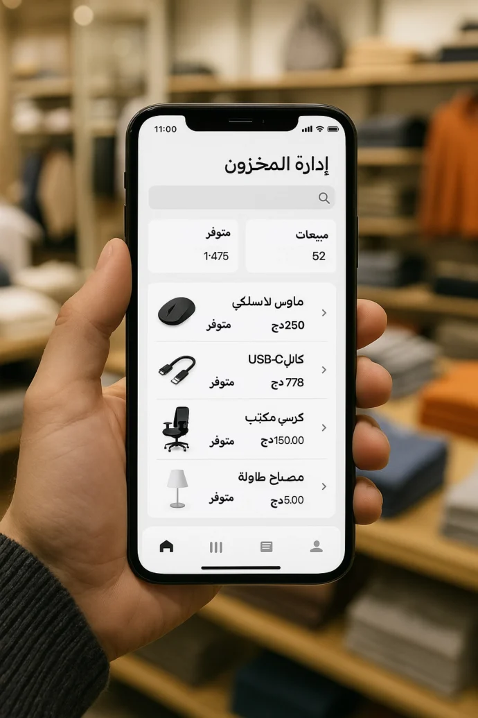 تطبيق في الهاتف لتسيير المحل والمخزون